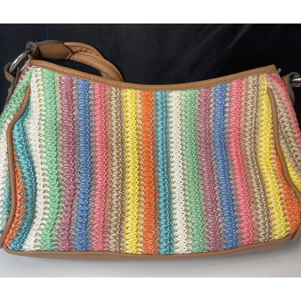 Rosetti Multicolored Woven With‎ Pleather Trim Shoulder Bag Handbag